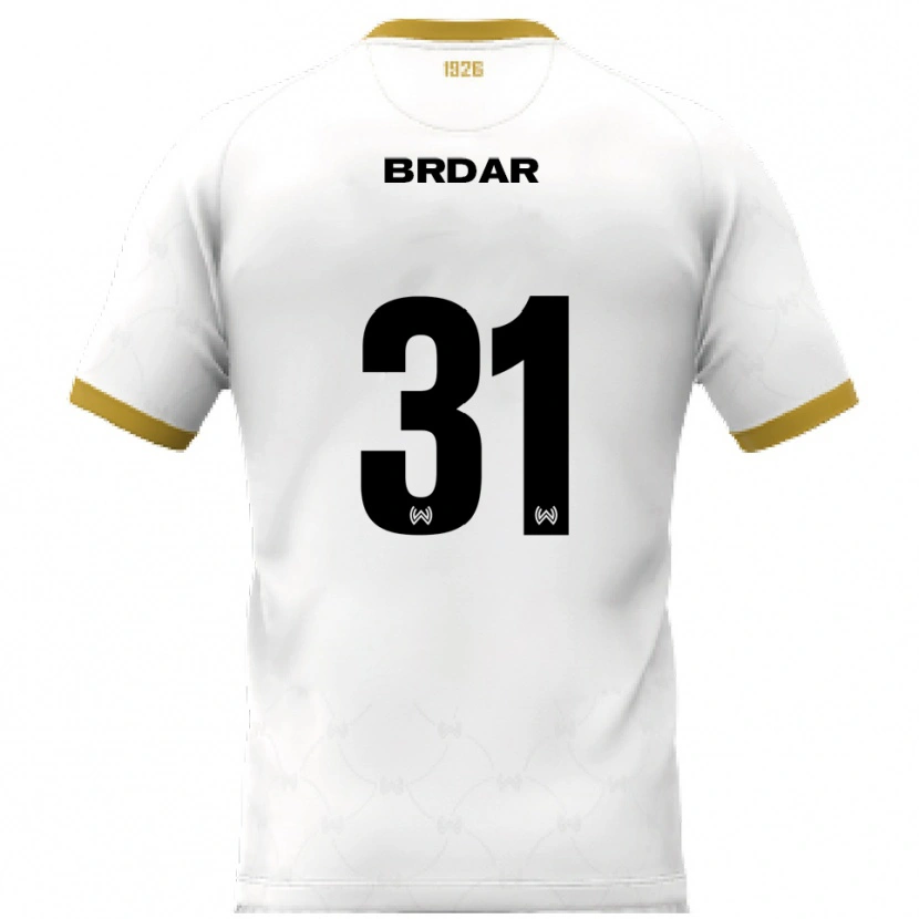 Danxen Kinderen Noah Brdar #31 Wit Goud Uitshirt Uittenue 2025/26 T-Shirt