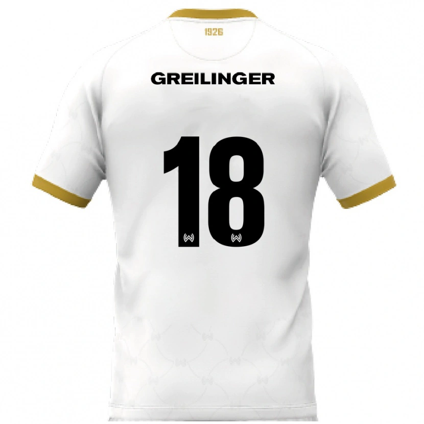 Danxen Kinderen Fabian Greilinger #18 Wit Goud Uitshirt Uittenue 2025/26 T-Shirt