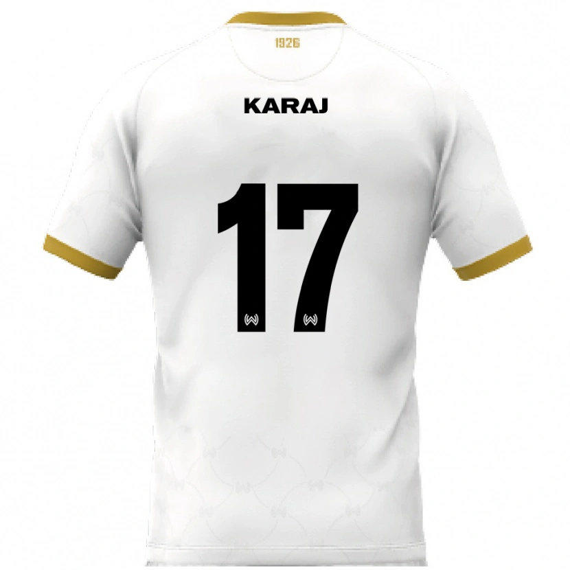 Danxen Kinderen Eraldo Karaj #17 Wit Goud Uitshirt Uittenue 2025/26 T-Shirt