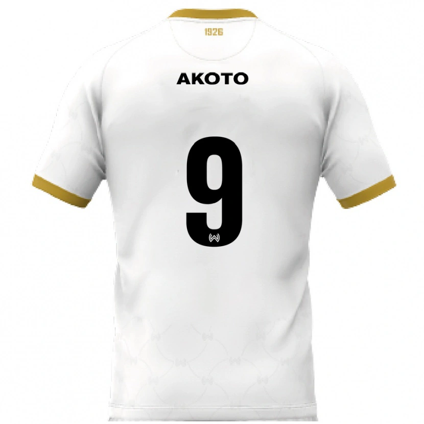 Danxen Kinderen Theophilus Akoto #9 Wit Goud Uitshirt Uittenue 2025/26 T-Shirt