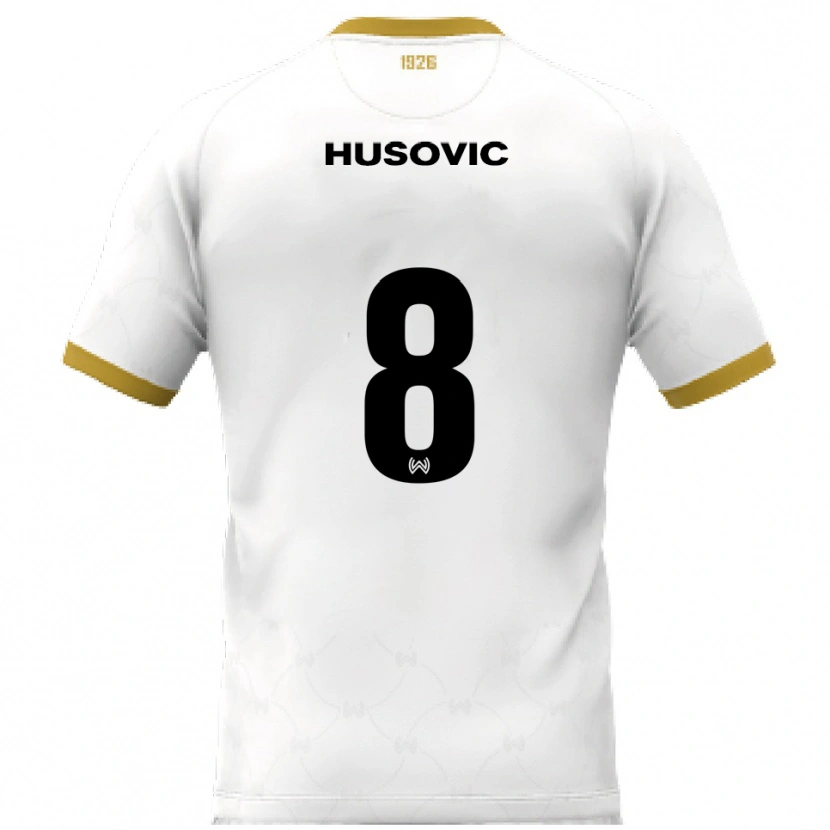 Danxen Kinderen Amin Husovic #8 Wit Goud Uitshirt Uittenue 2025/26 T-Shirt