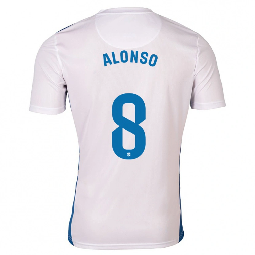 Danxen Heren Javi Alonso #8 Wit Blauw Thuisshirt Thuistenue 2025/26 T-Shirt