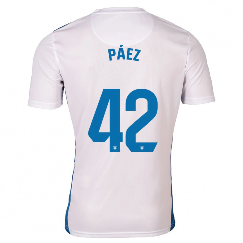 Danxen Heren David Páez #42 Wit Blauw Thuisshirt Thuistenue 2025/26 T-Shirt