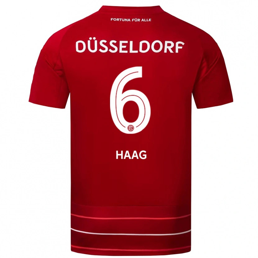 Danxen Heren Giovanni Haag #6 Rood Wit Thuisshirt Thuistenue 2025/26 T-Shirt