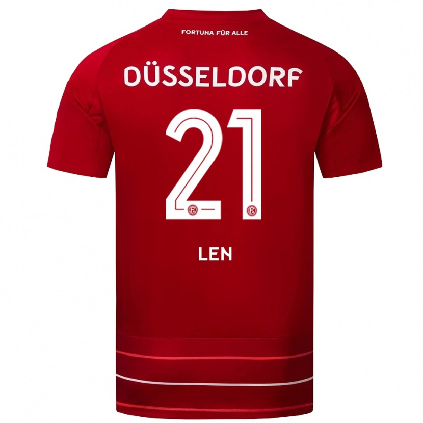 Danxen Heren Maksym Len #21 Rood Wit Thuisshirt Thuistenue 2025/26 T-Shirt