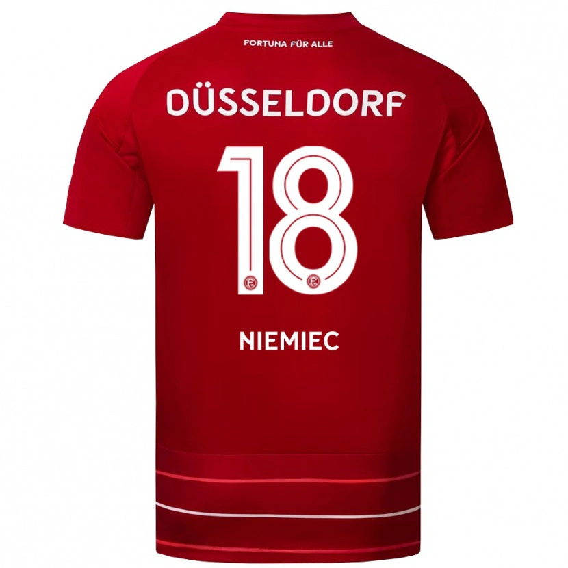 Danxen Heren Jona Niemiec #18 Rood Wit Thuisshirt Thuistenue 2025/26 T-Shirt