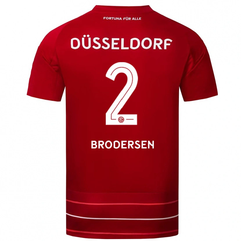 Danxen Heren Leonard Brodersen #2 Rood Wit Thuisshirt Thuistenue 2025/26 T-Shirt