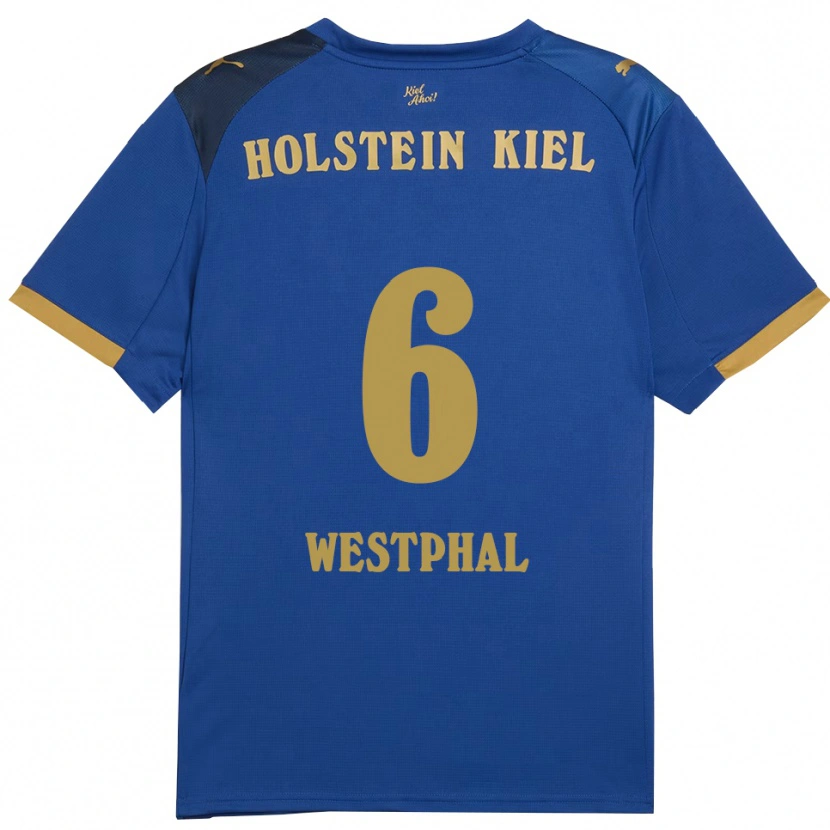 Danxen Heren Henrik Westphal #6 Blauw Goud Thuisshirt Thuistenue 2025/26 T-Shirt