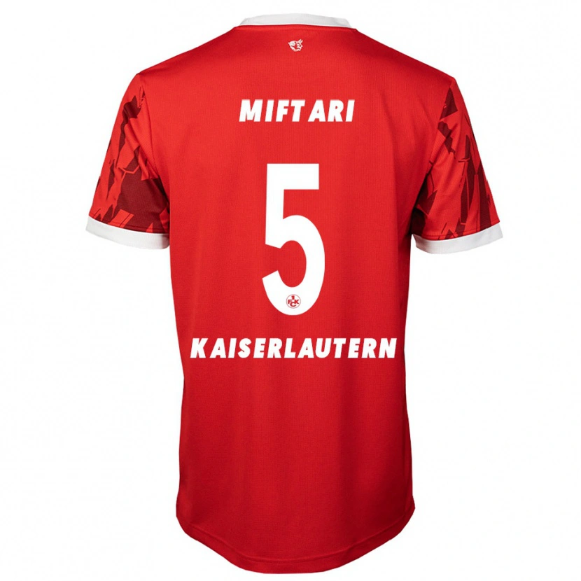 Danxen Heren Drini Miftari #5 Rood Wit Thuisshirt Thuistenue 2025/26 T-Shirt