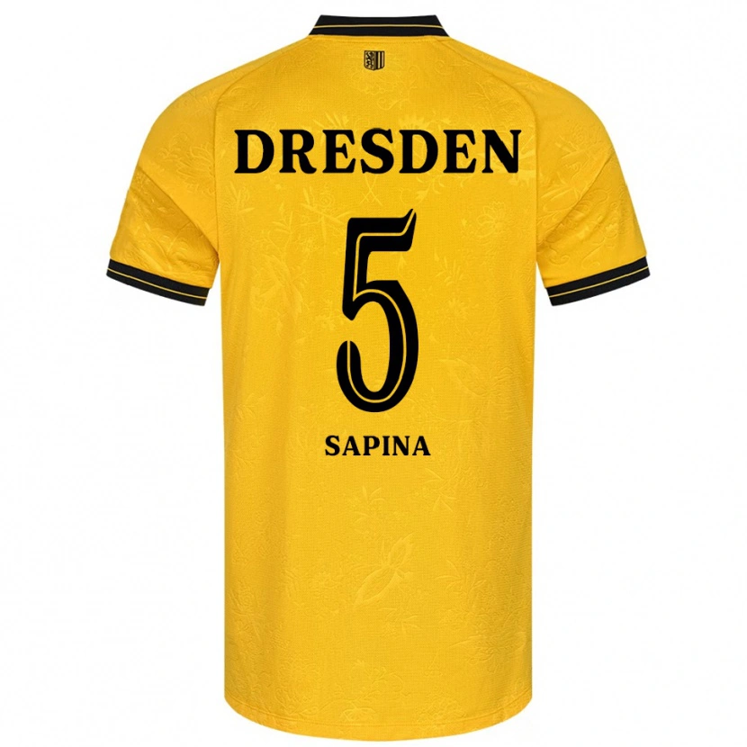 Danxen Heren Vinko Sapina #5 Geel Zwart Thuisshirt Thuistenue 2025/26 T-Shirt