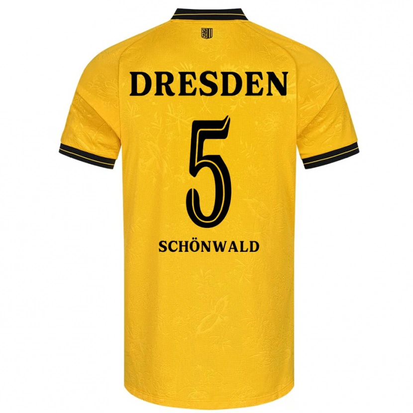 Danxen Heren Laurin Schönwald #5 Geel Zwart Thuisshirt Thuistenue 2025/26 T-Shirt