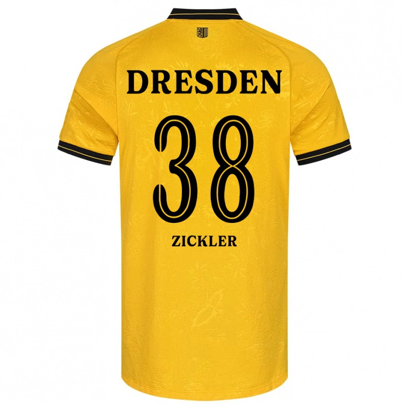 Danxen Heren Jakob Zickler #38 Geel Zwart Thuisshirt Thuistenue 2025/26 T-Shirt