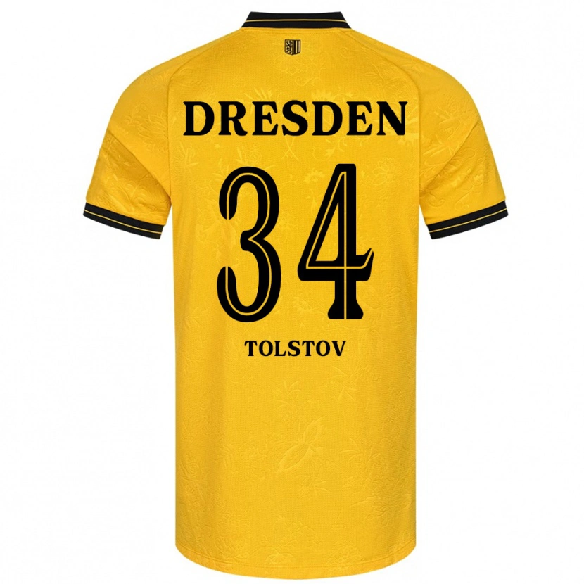 Danxen Heren Maik Tolstov #34 Geel Zwart Thuisshirt Thuistenue 2025/26 T-Shirt
