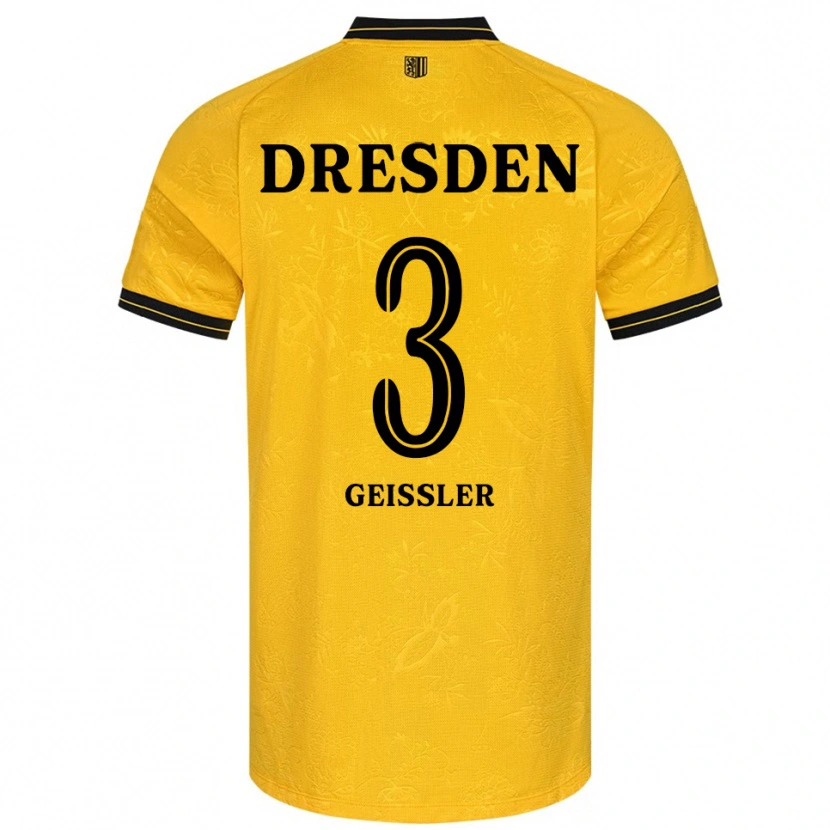 Danxen Heren Jonathan Geißler #3 Geel Zwart Thuisshirt Thuistenue 2025/26 T-Shirt