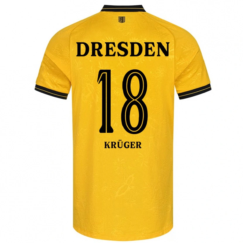 Danxen Heren Kevin Krüger #18 Geel Zwart Thuisshirt Thuistenue 2025/26 T-Shirt