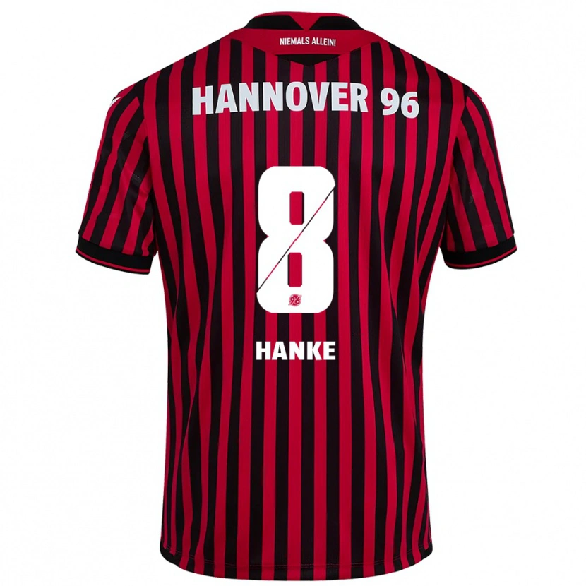 Danxen Heren Anton Hanke #8 Rood Zwart Thuisshirt Thuistenue 2025/26 T-Shirt