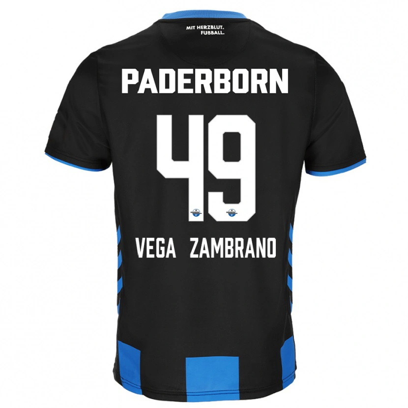 Danxen Heren Joel Vega Zambrano #49 Zwart Blauw Thuisshirt Thuistenue 2025/26 T-Shirt