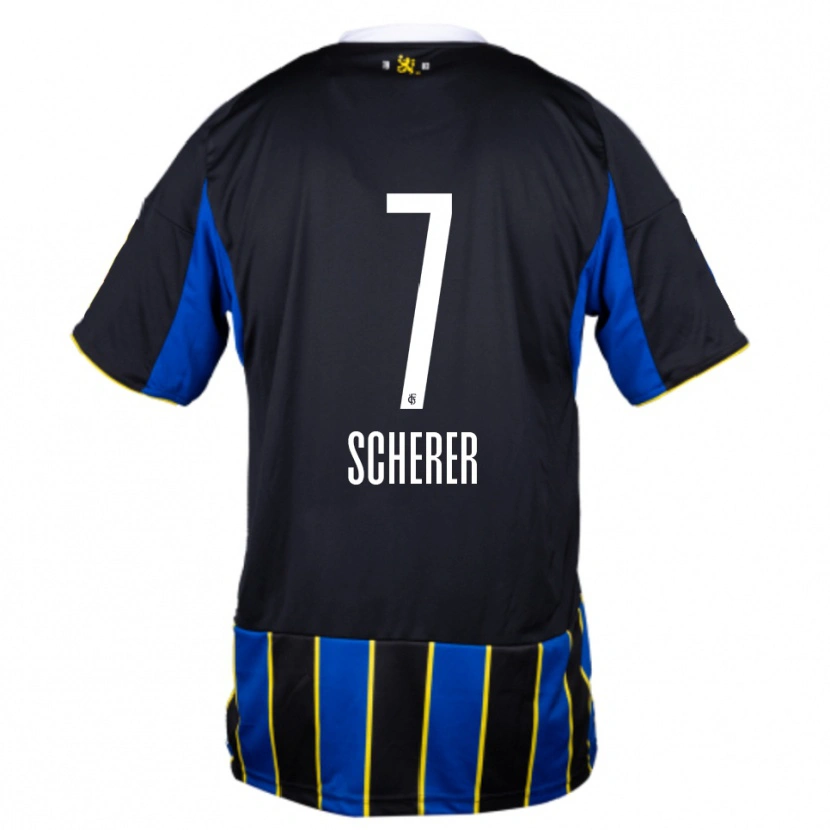 Danxen Heren Tim Scherer #7 Blauw Zwart Geel Thuisshirt Thuistenue 2025/26 T-Shirt