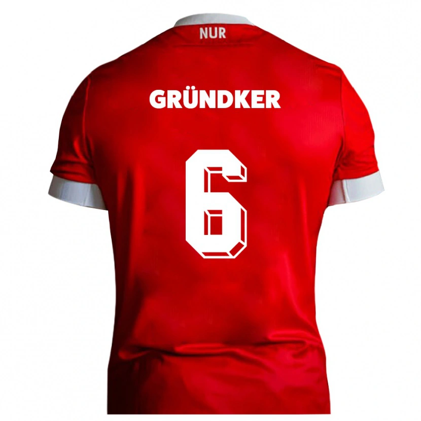 Danxen Heren Julien Gründker #6 Rood Wit Thuisshirt Thuistenue 2025/26 T-Shirt