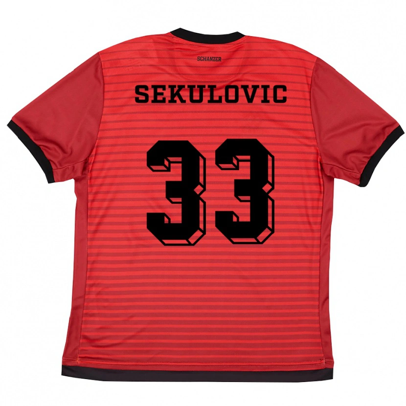 Danxen Heren Davide-Danilo Sekulovic #33 Rood Zwart Thuisshirt Thuistenue 2025/26 T-Shirt