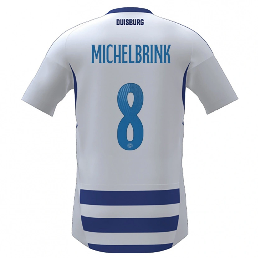 Danxen Heren Jonas Michelbrink #8 Wit Blauw Thuisshirt Thuistenue 2025/26 T-Shirt