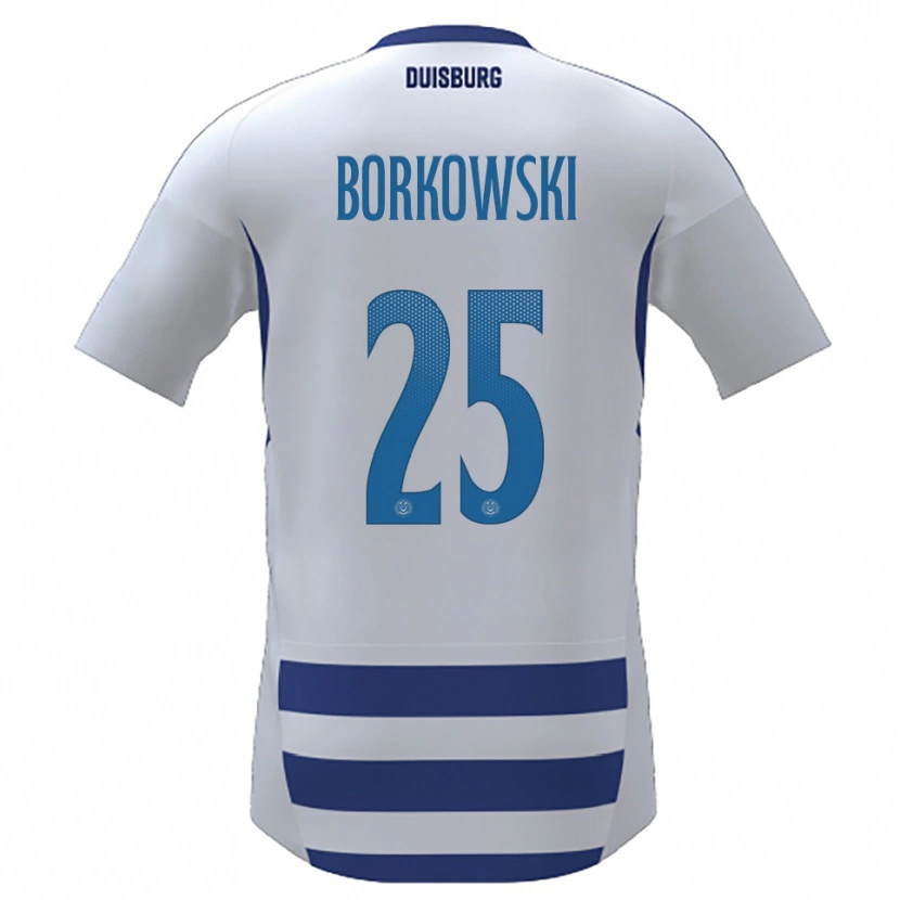 Danxen Heren Dennis Borkowski #25 Wit Blauw Thuisshirt Thuistenue 2025/26 T-Shirt