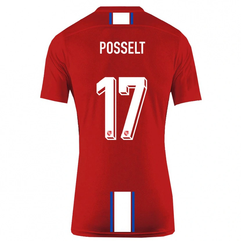Danxen Heren John Posselt #17 Rood Wit Thuisshirt Thuistenue 2025/26 T-Shirt
