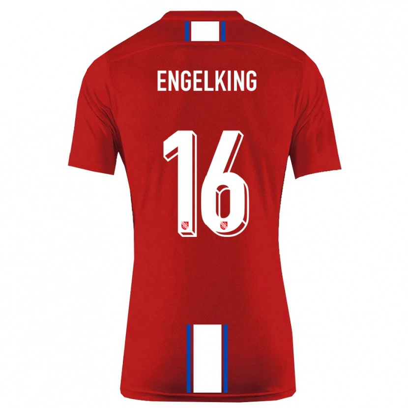 Danxen Heren Torben Engelking #16 Rood Wit Thuisshirt Thuistenue 2025/26 T-Shirt