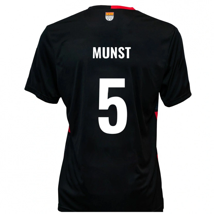 Danxen Heren Leonhard Münst #5 Zwart Rood Thuisshirt Thuistenue 2025/26 T-Shirt