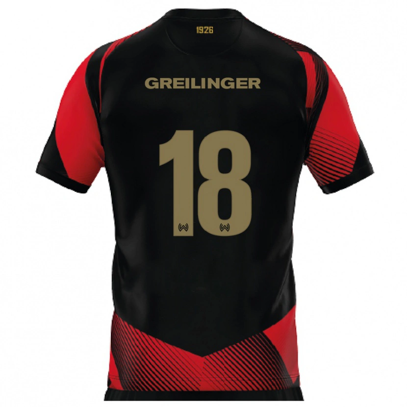Danxen Heren Fabian Greilinger #18 Zwart Rood Thuisshirt Thuistenue 2025/26 T-Shirt