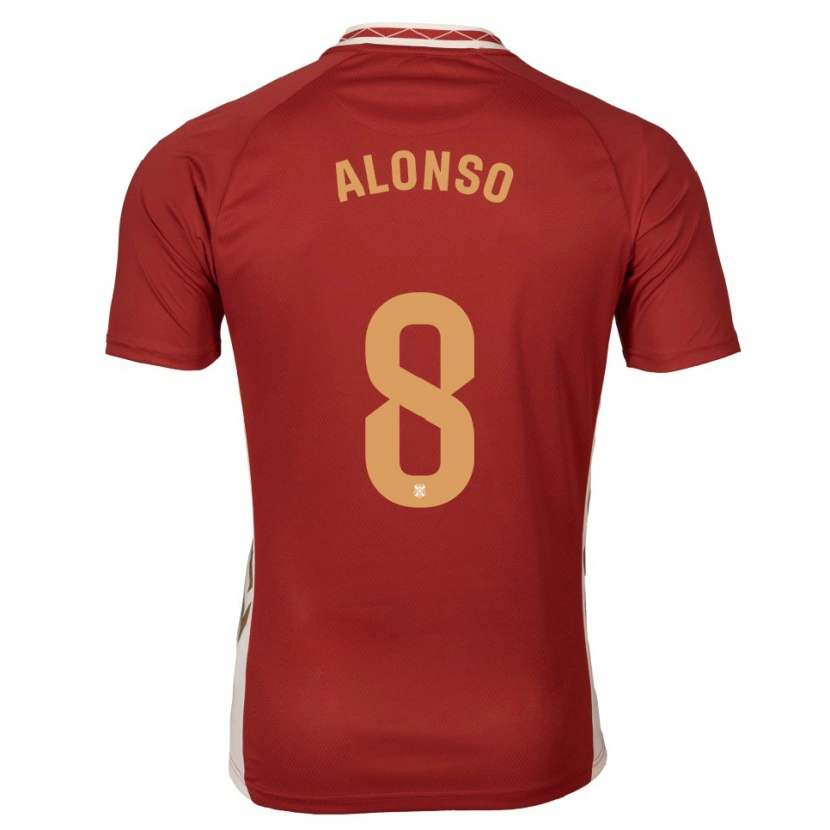 Danxen Heren Javi Alonso #8 Bordeaux Goud Uitshirt Uittenue 2025/26 T-Shirt