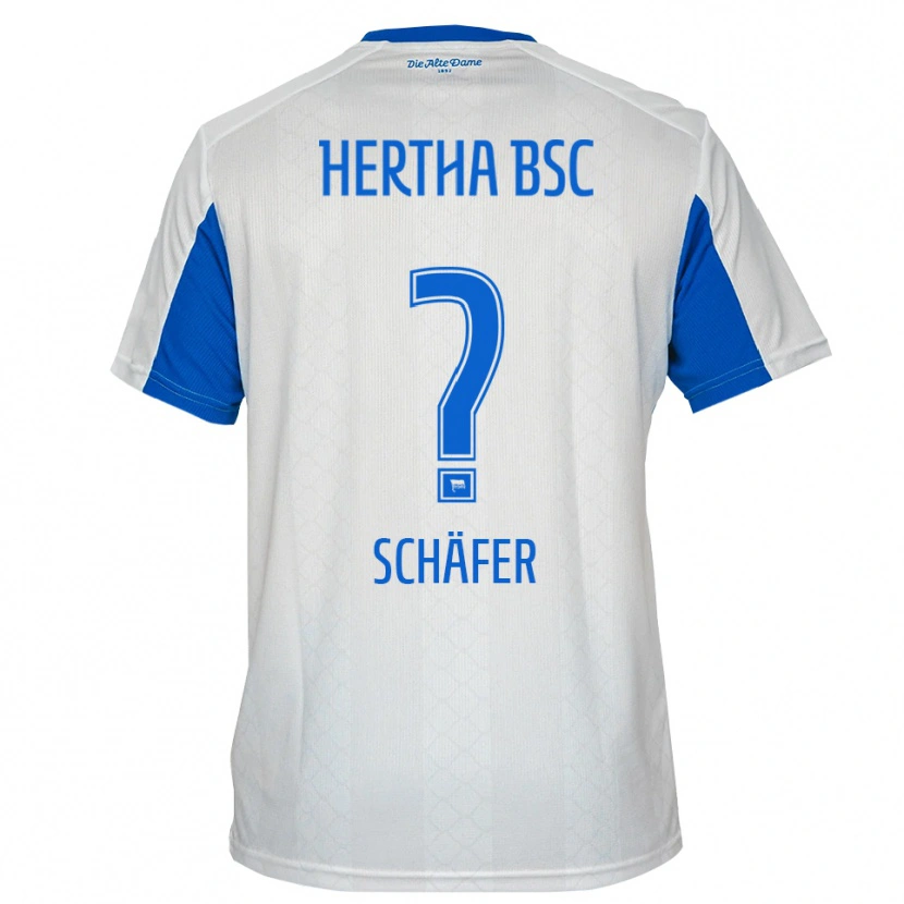 Danxen Heren Daniel Schäfer #0 Wit Blauw Uitshirt Uittenue 2025/26 T-Shirt