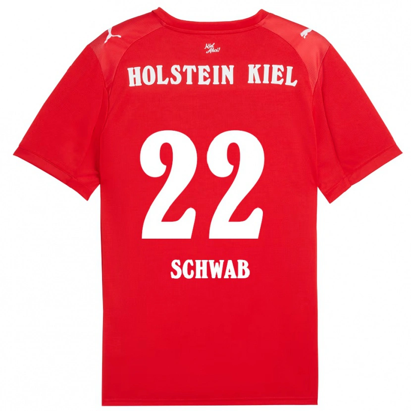 Danxen Heren Stefan Schwab #22 Rood Blauw Uitshirt Uittenue 2025/26 T-Shirt