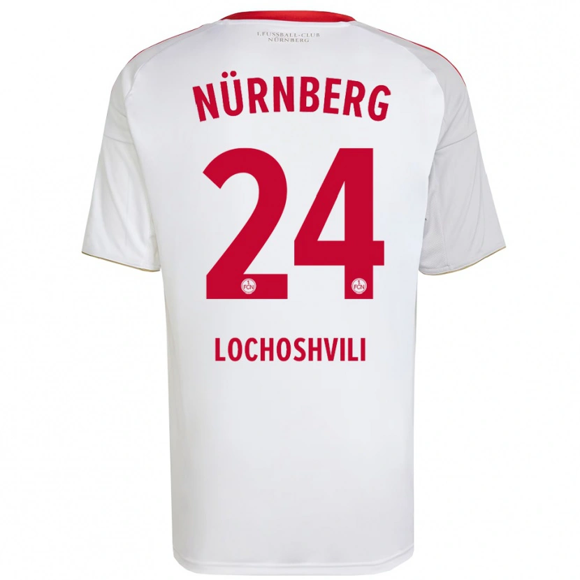 Danxen Heren Luka Lochoshvili #24 Wit Rood Uitshirt Uittenue 2025/26 T-Shirt