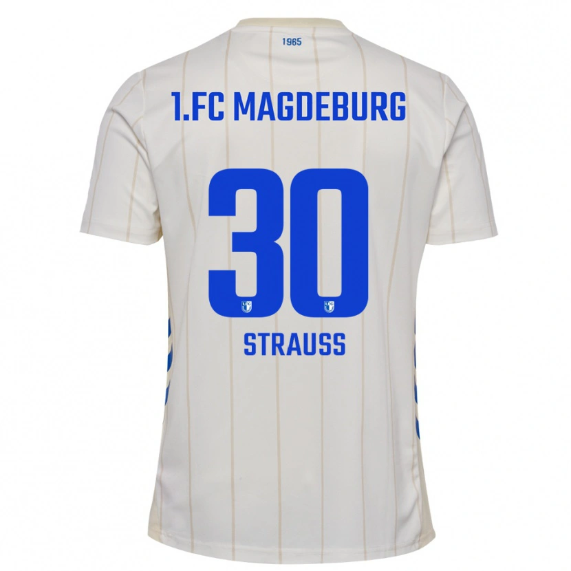 Danxen Heren Emil Strauß #30 Wit Blauw Uitshirt Uittenue 2025/26 T-Shirt