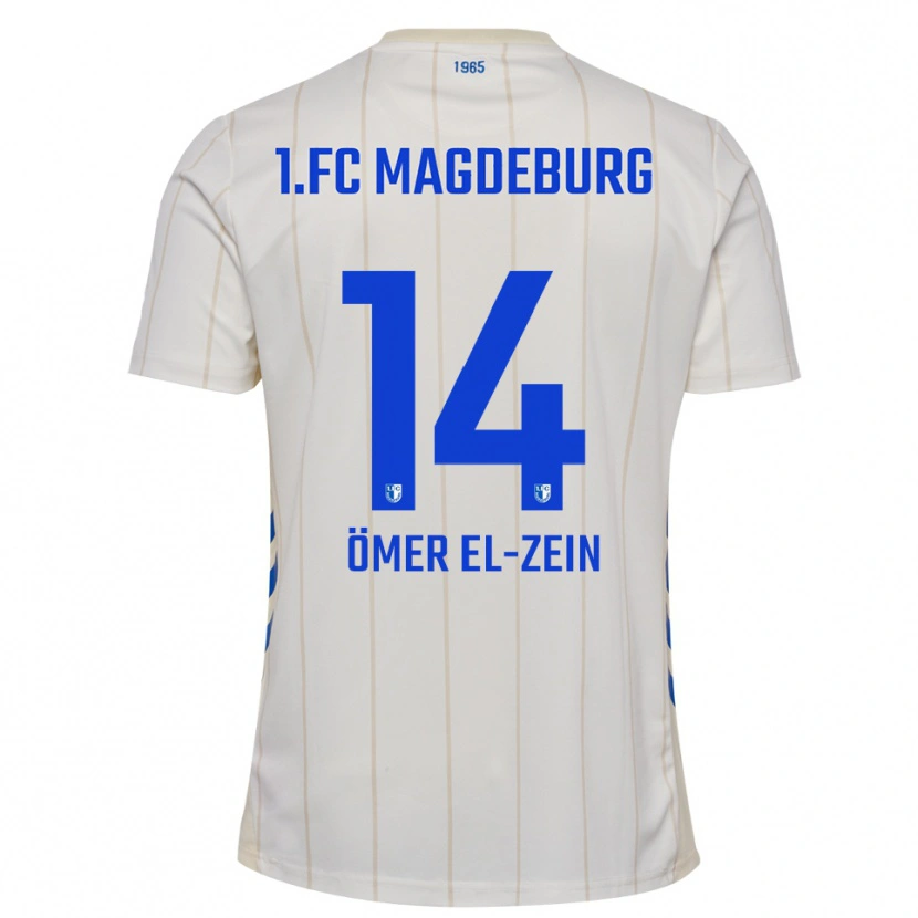 Danxen Heren Abu-Bekir Ömer El-Zein #14 Wit Blauw Uitshirt Uittenue 2025/26 T-Shirt