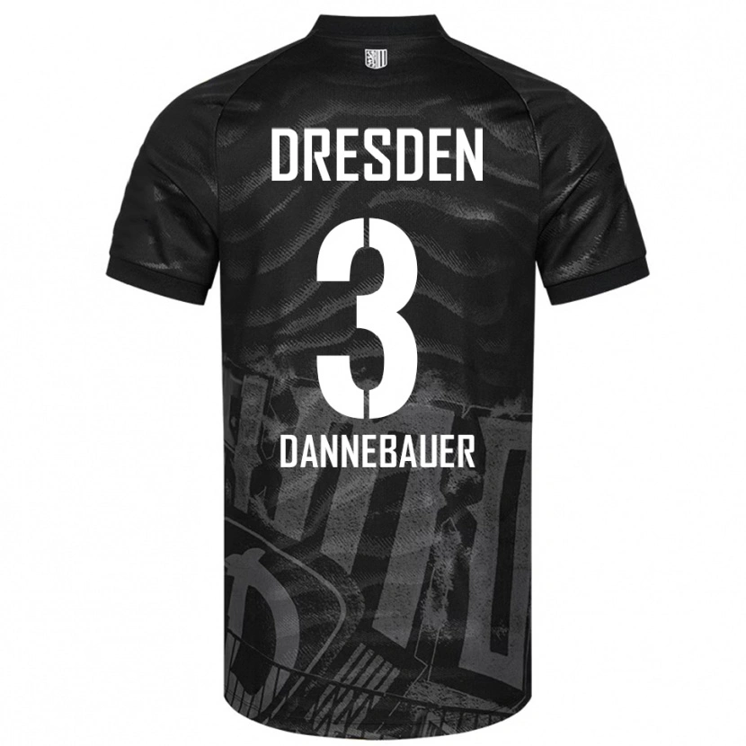 Danxen Heren Elias Dannebauer #3 Zwart Grijs Uitshirt Uittenue 2025/26 T-Shirt