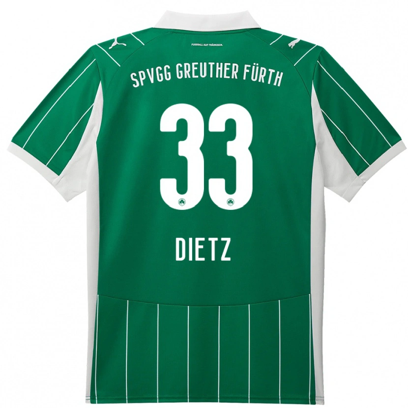 Danxen Heren Maximilian Dietz #33 Groen Wit Uitshirt Uittenue 2025/26 T-Shirt
