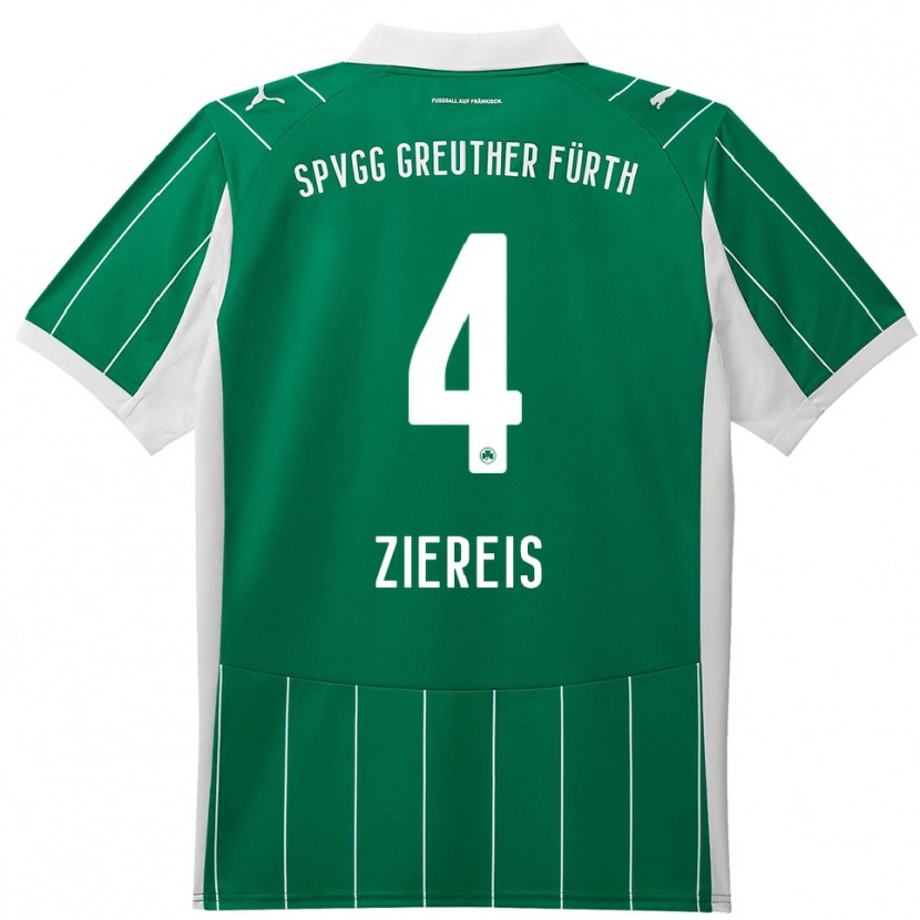 Danxen Heren Philipp Ziereis #4 Groen Wit Uitshirt Uittenue 2025/26 T-Shirt