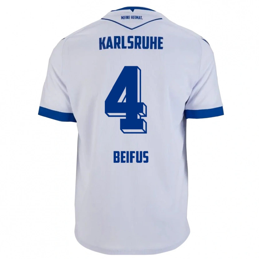 Danxen Heren Marcel Beifus #4 Wit Blauw Uitshirt Uittenue 2025/26 T-Shirt
