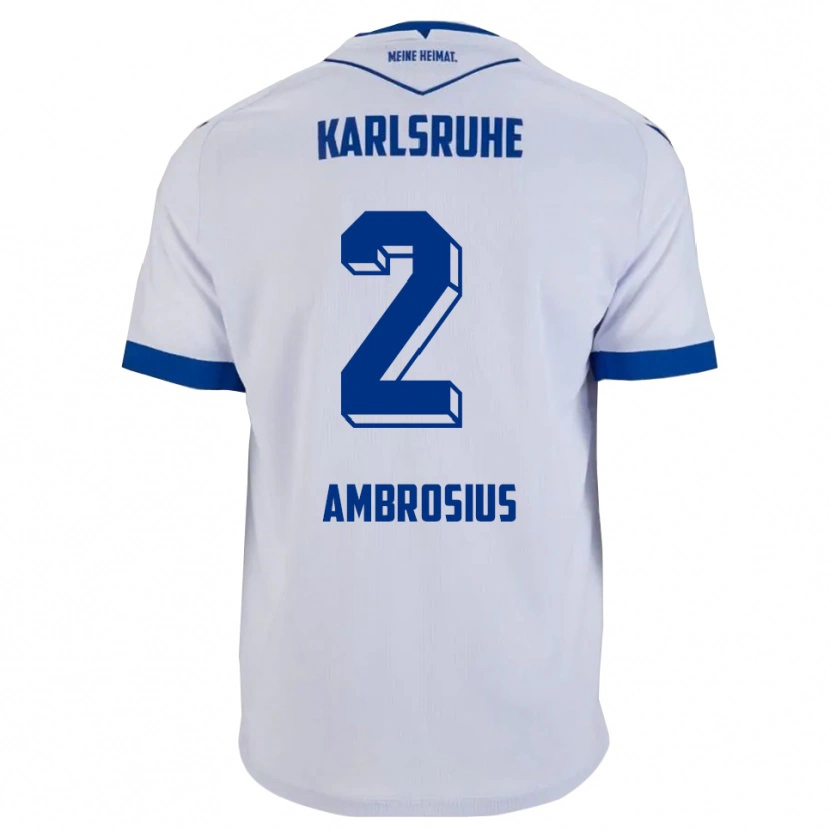 Danxen Heren Emilio Ambrosius #2 Wit Blauw Uitshirt Uittenue 2025/26 T-Shirt