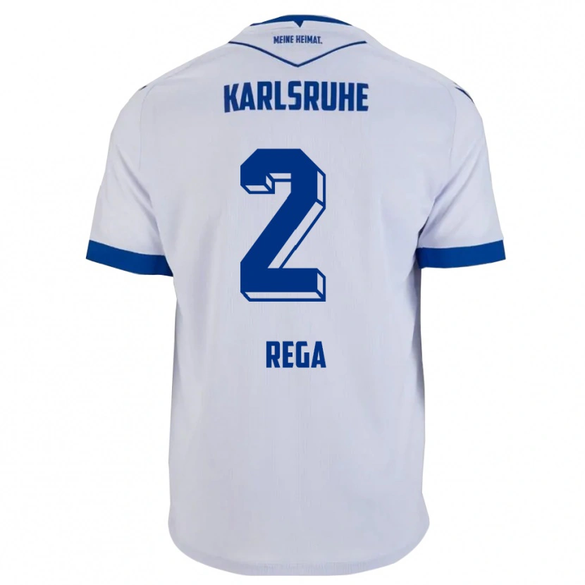 Danxen Heren Luca Rega #2 Wit Blauw Uitshirt Uittenue 2025/26 T-Shirt