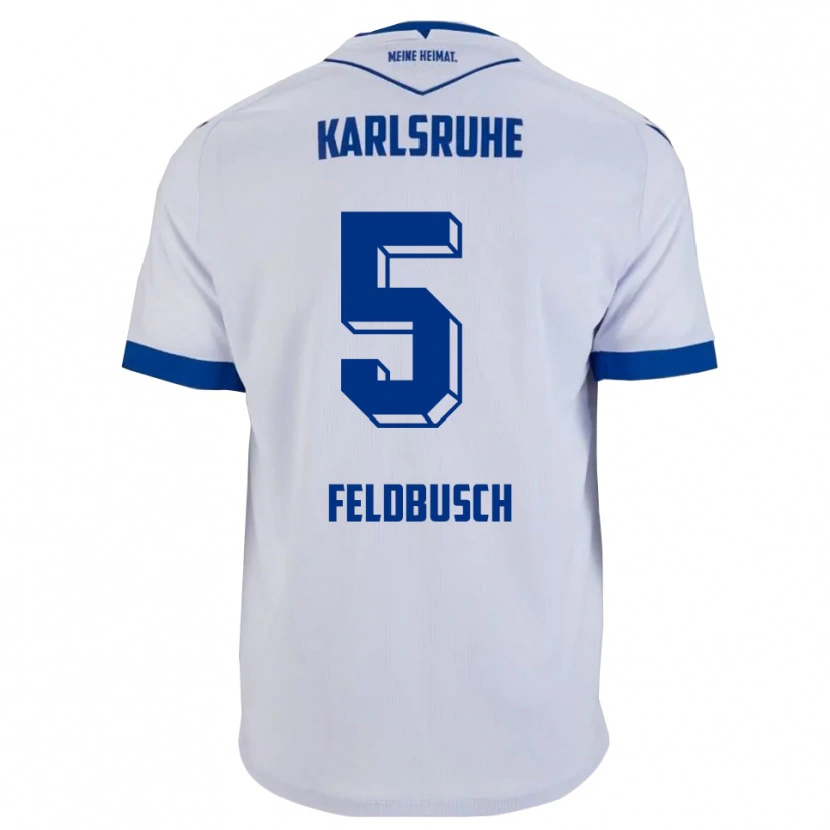 Danxen Heren Jonas Feldbusch #5 Wit Blauw Uitshirt Uittenue 2025/26 T-Shirt