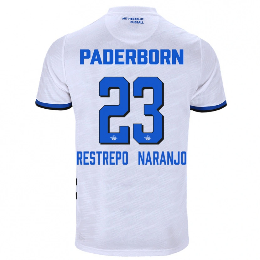 Danxen Heren Pedro Restrepo Naranjo #23 Wit Blauw Uitshirt Uittenue 2025/26 T-Shirt
