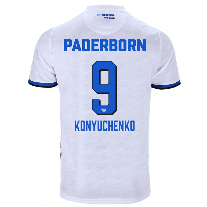 Danxen Heren Yehor Konyuchenko #9 Wit Blauw Uitshirt Uittenue 2025/26 T-Shirt