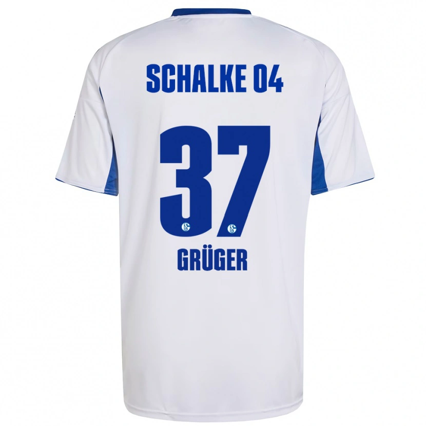Danxen Heren Max Grüger #37 Wit Blauw Uitshirt Uittenue 2025/26 T-Shirt