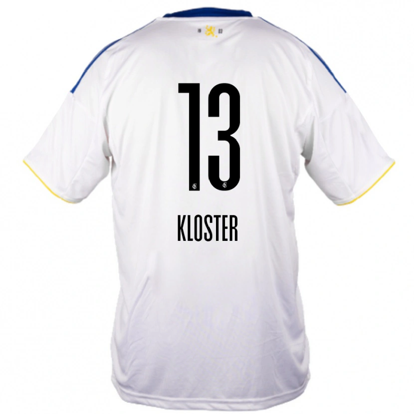 Danxen Heren Tim Kloster #13 Wit Blauw Geel Uitshirt Uittenue 2025/26 T-Shirt