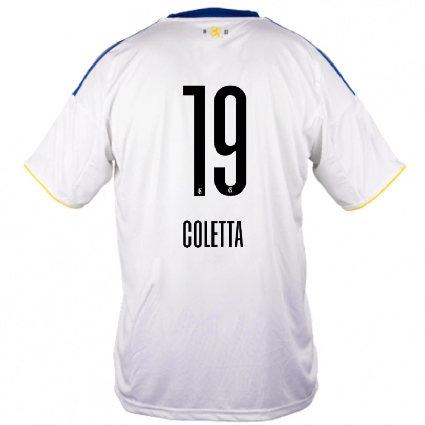 Danxen Heren Jayden Coletta #19 Wit Blauw Geel Uitshirt Uittenue 2025/26 T-Shirt