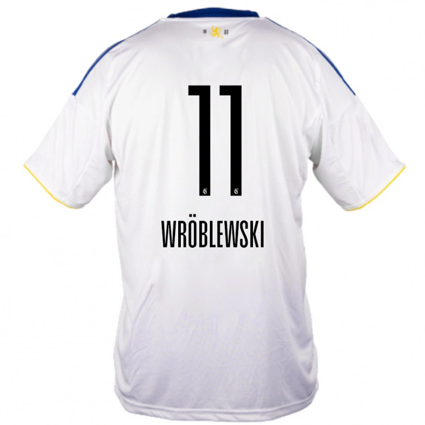 Danxen Heren Lukas Wröblewski #11 Wit Blauw Geel Uitshirt Uittenue 2025/26 T-Shirt