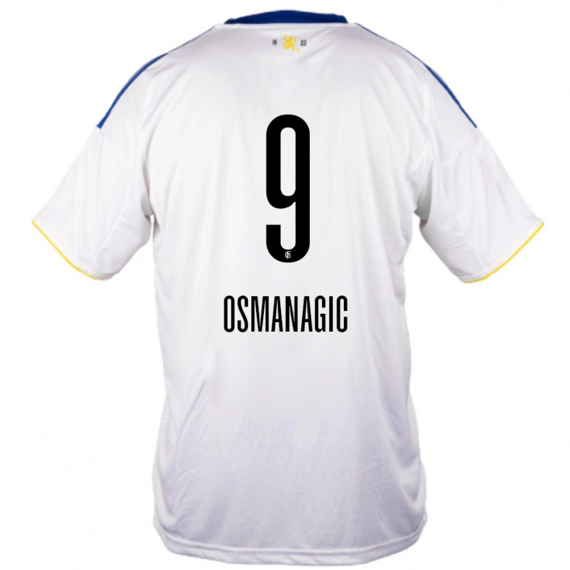 Danxen Heren Zinedin Osmanagic #9 Wit Blauw Geel Uitshirt Uittenue 2025/26 T-Shirt